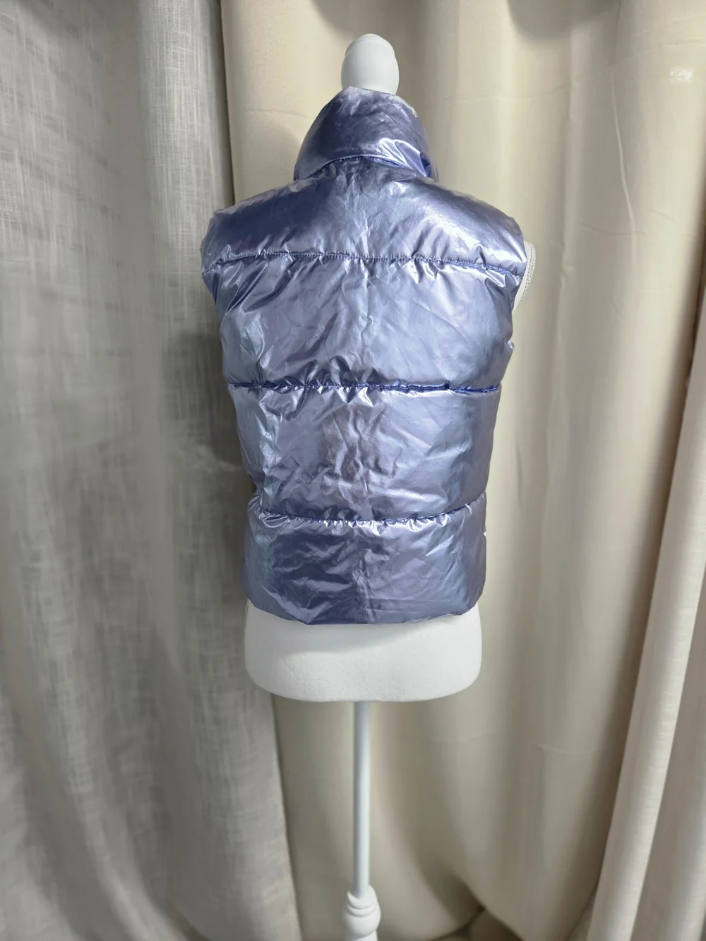 Old Navy Iridescent Puffer Vest Glacial Pastel Goth Soft Grunge Cyberpunk Size L